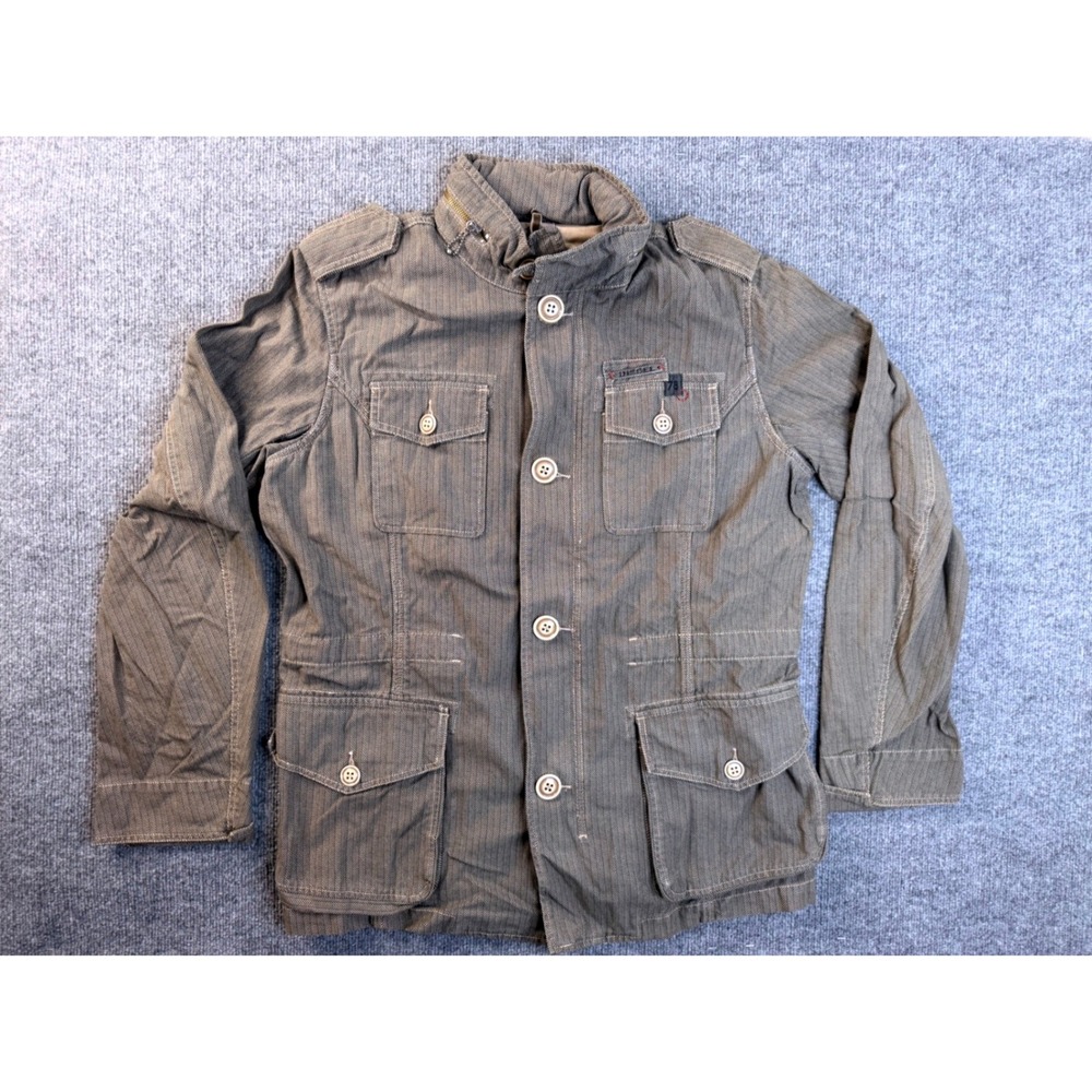 Diesel XL Mens Green Herringbone Cotton Field Jacket Tactical Workwear Utility